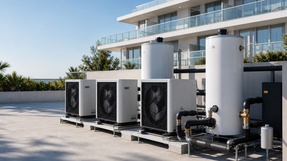 Commercial heat pump water heater for hotel and apartment projects