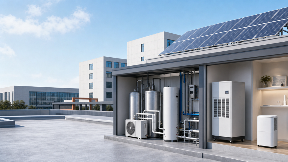 Solar-assisted heat pump water heating system application