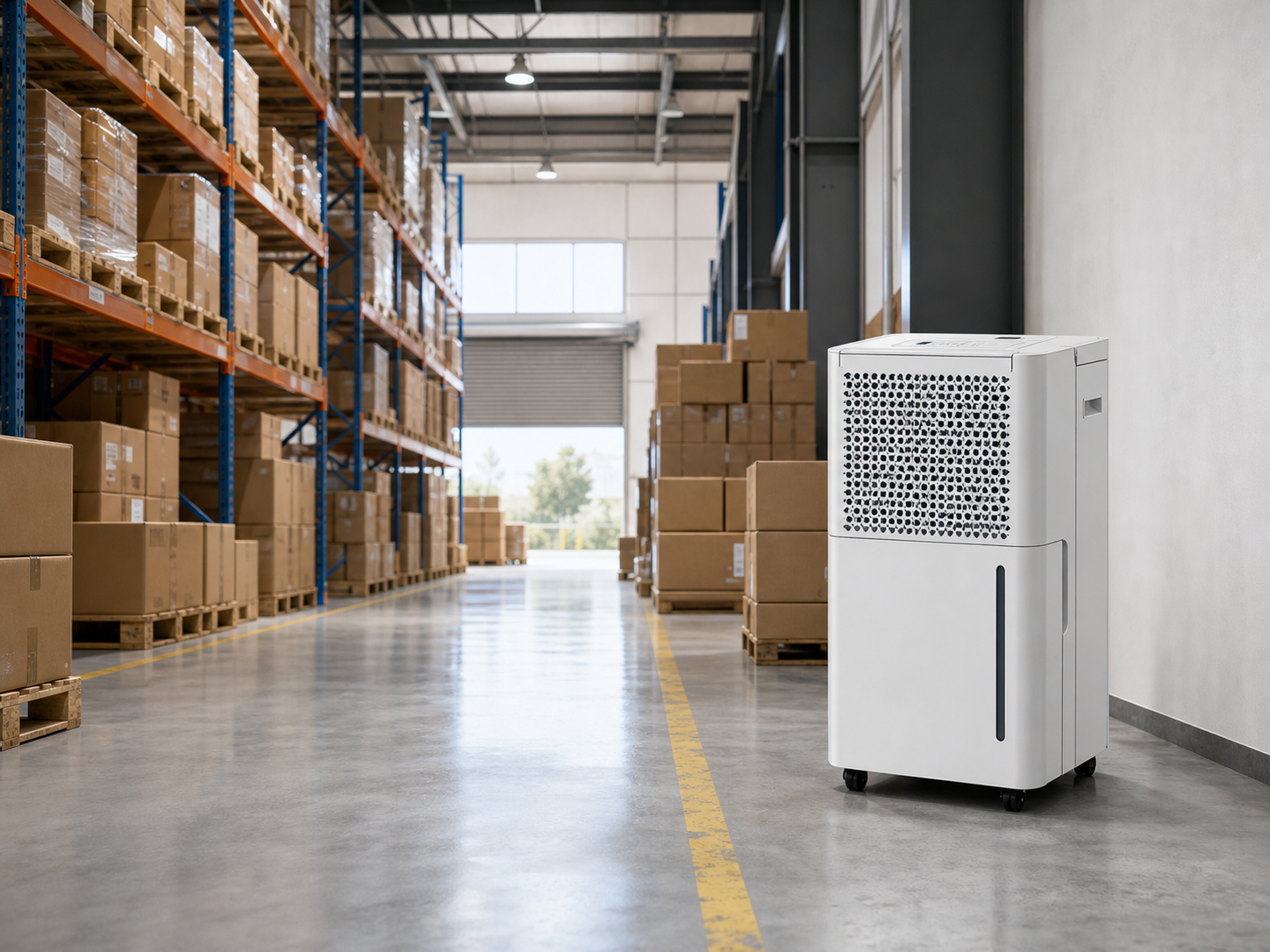Commercial dehumidification application for warehouse and storage spaces