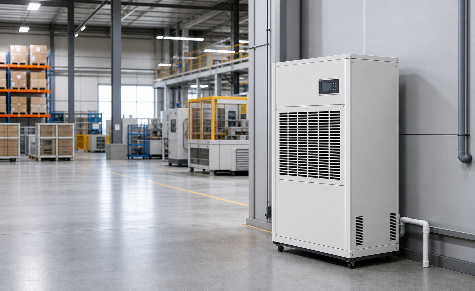 Industrial dehumidifier application in a production facility