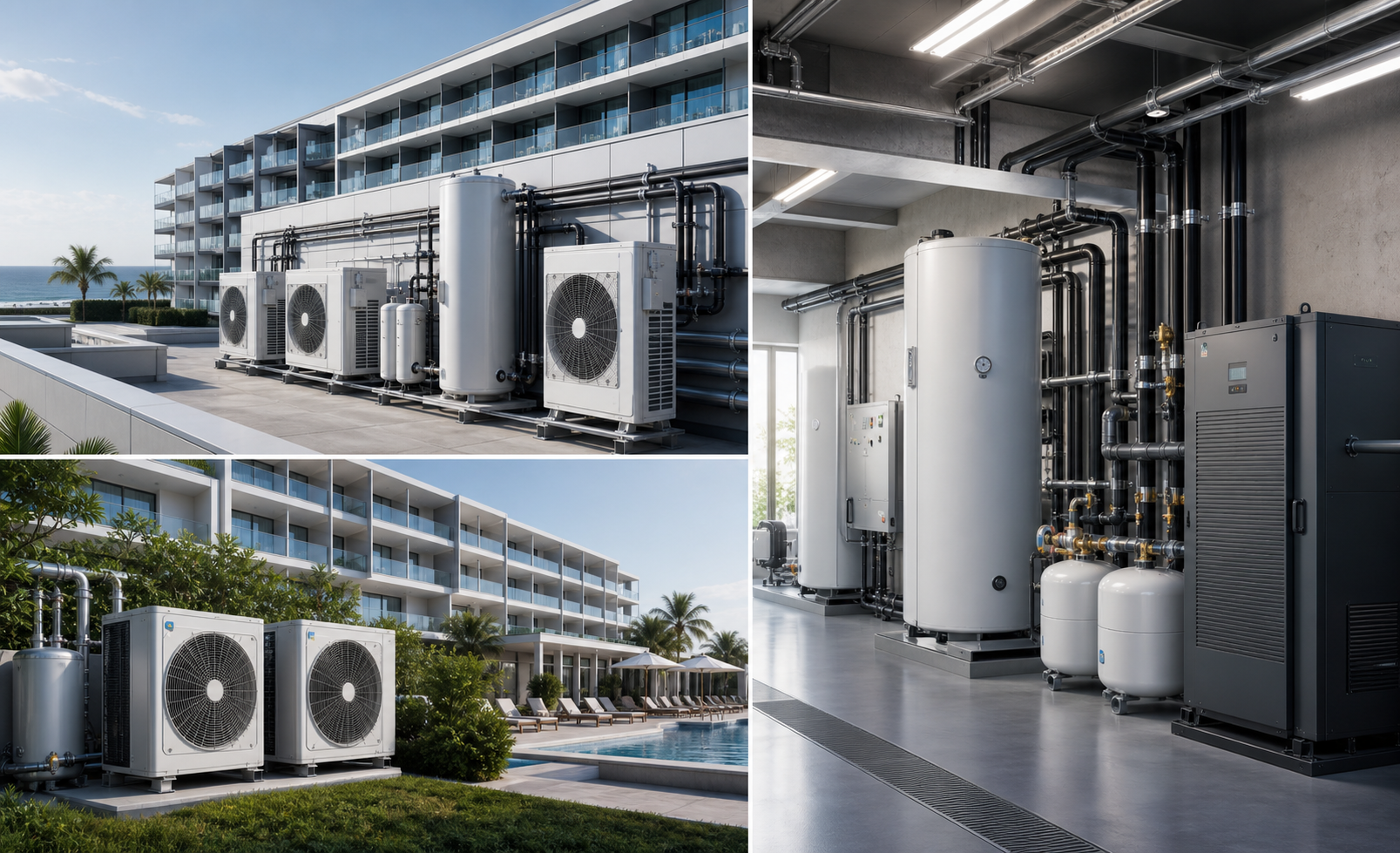 Commercial heat pump water heater for hotel and apartment projects